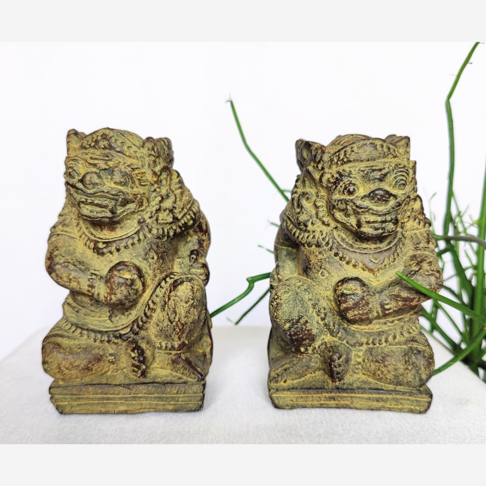 Pair of Handcrafted Stone Sculptures of Togog's from Bali, "The Guardians"