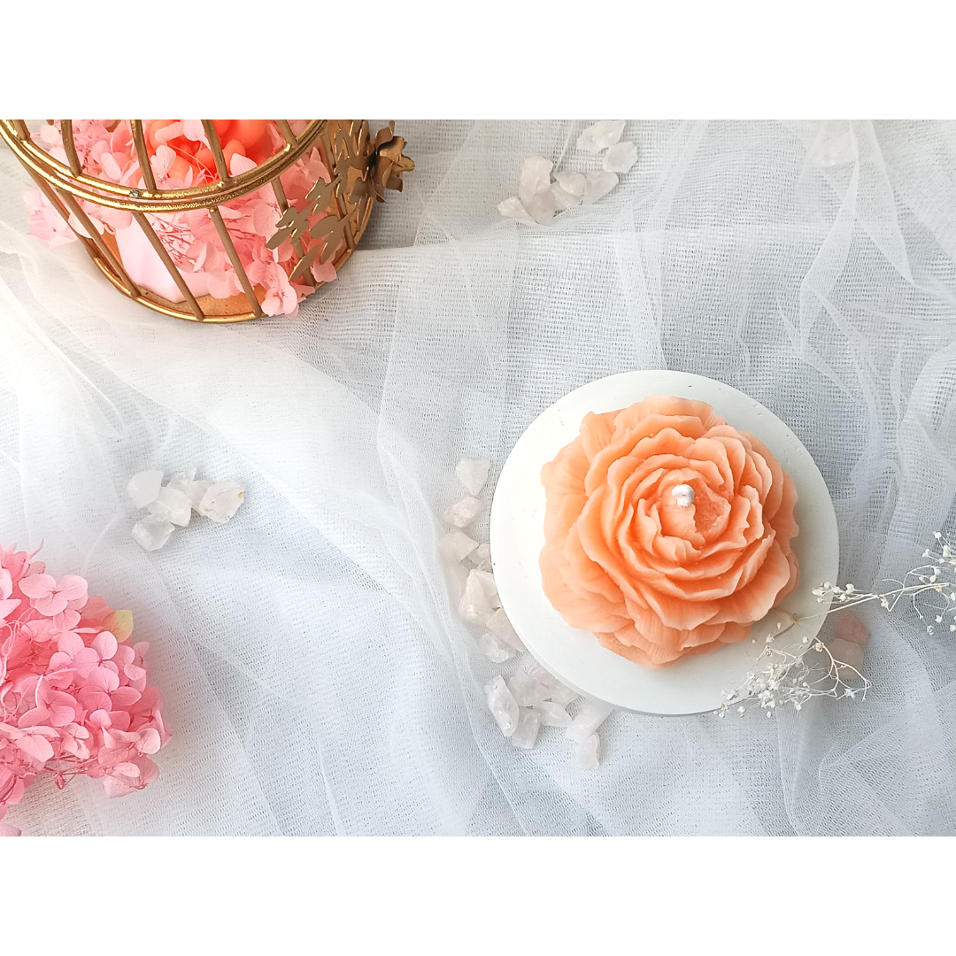 Peony Floating Candle in Peach