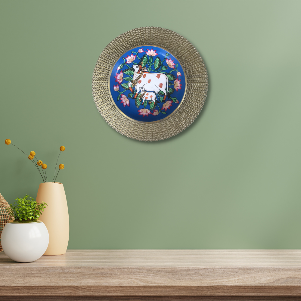 Pichwai Cow and Calf Wall Plate