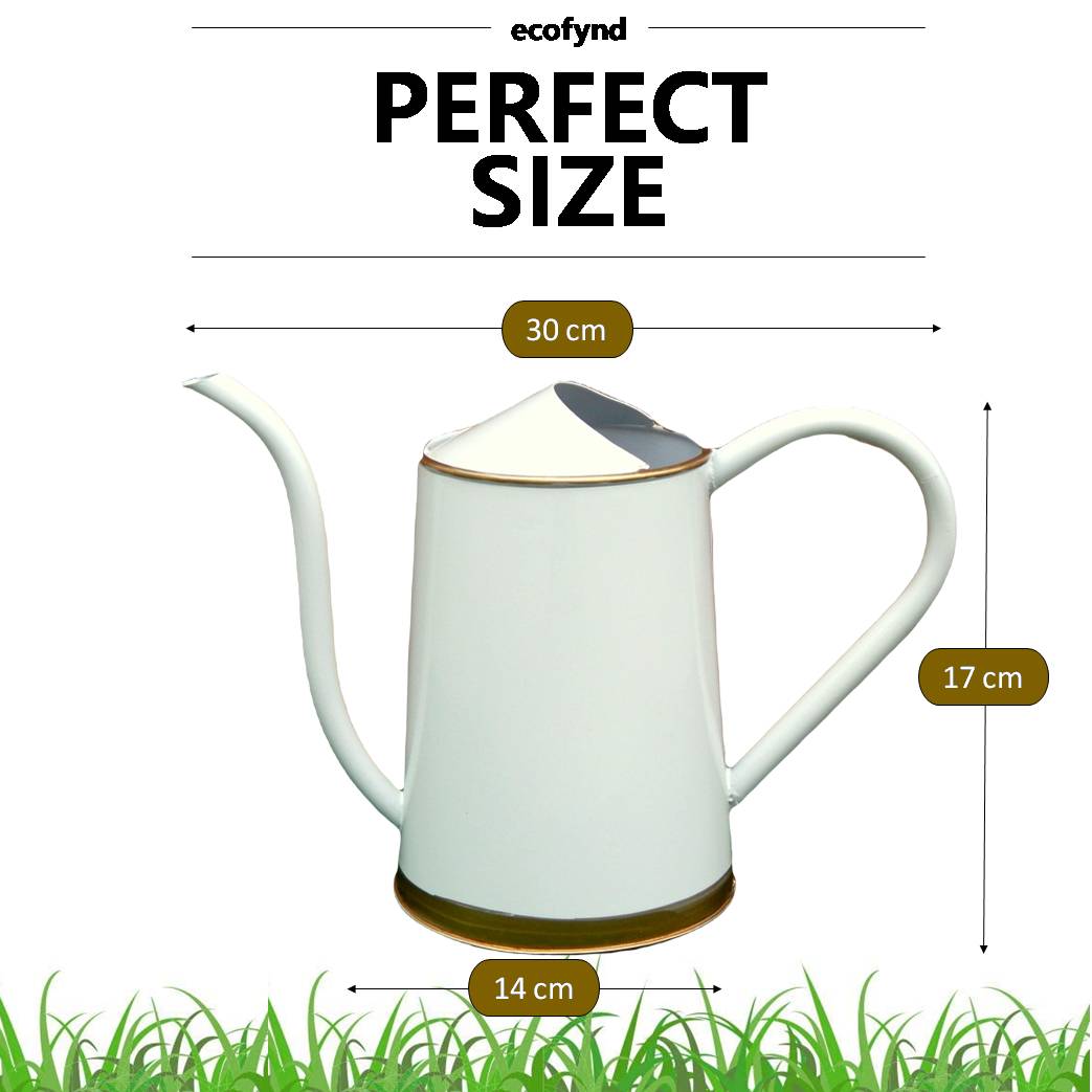 ecofynd Pearl White 1.5 Litre Metal Watering Can