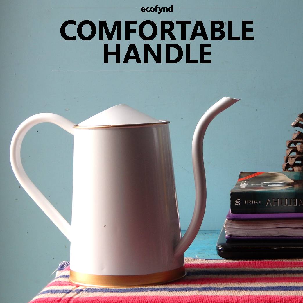 ecofynd Pearl White 1.5 Litre Metal Watering Can