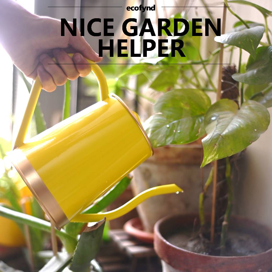 ecofynd Yellow 1.5 Litre Metal Watering Can