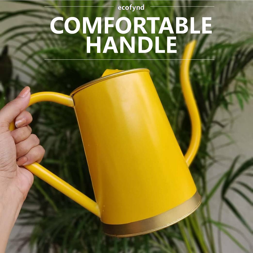 ecofynd Yellow 1.5 Litre Metal Watering Can