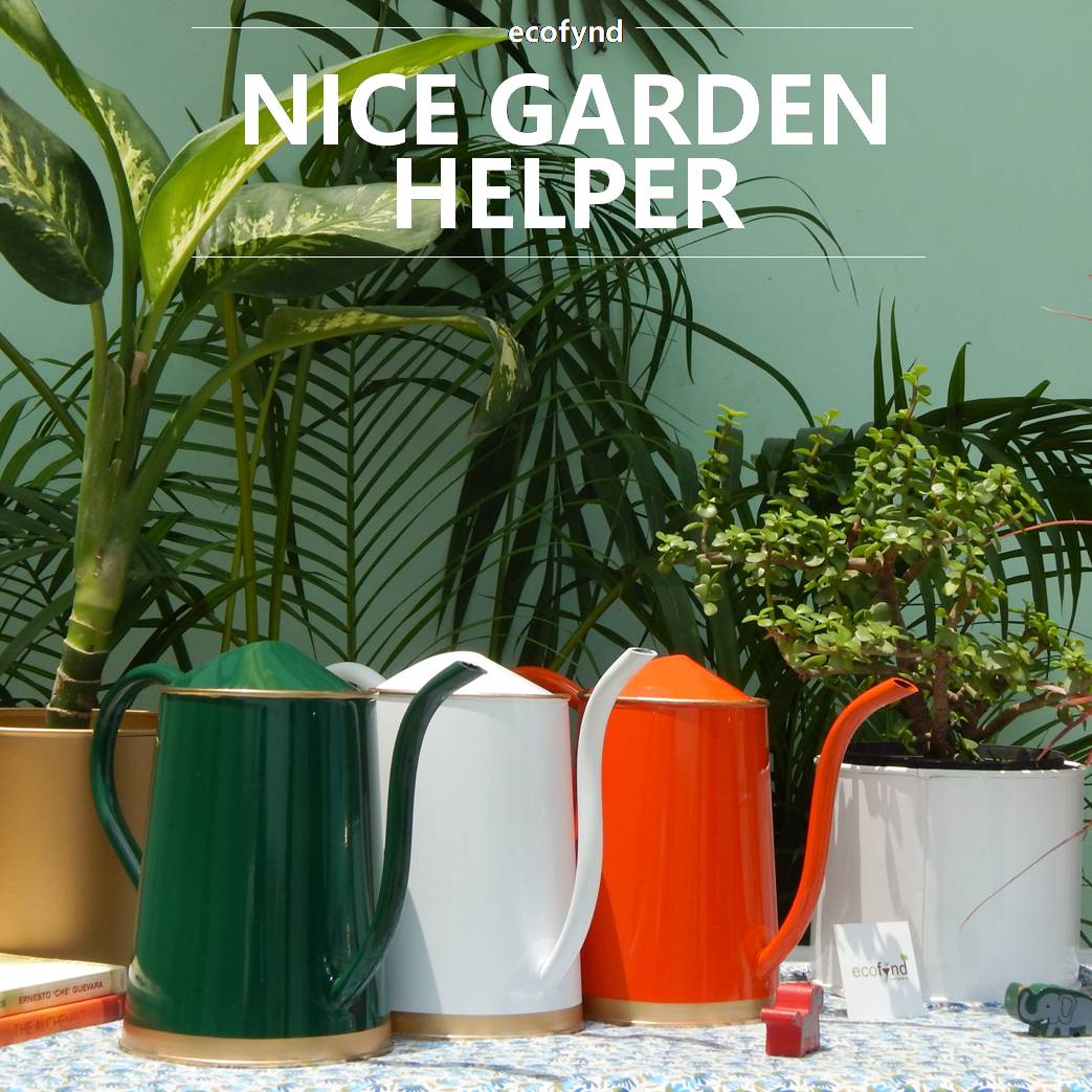 ecofynd White 1.5 Litre Metal Watering Can