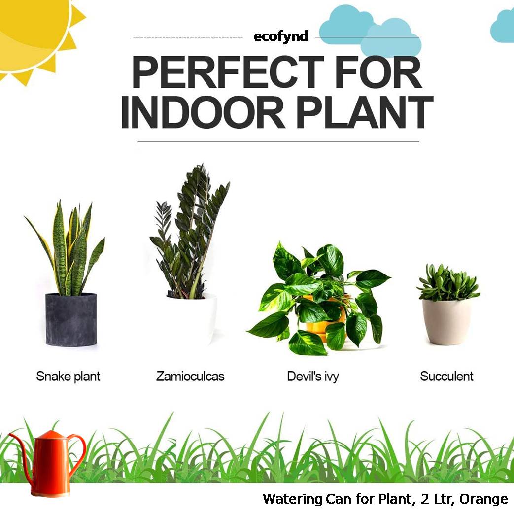 ecofynd Orange 1.5 Litre Metal Watering Can
