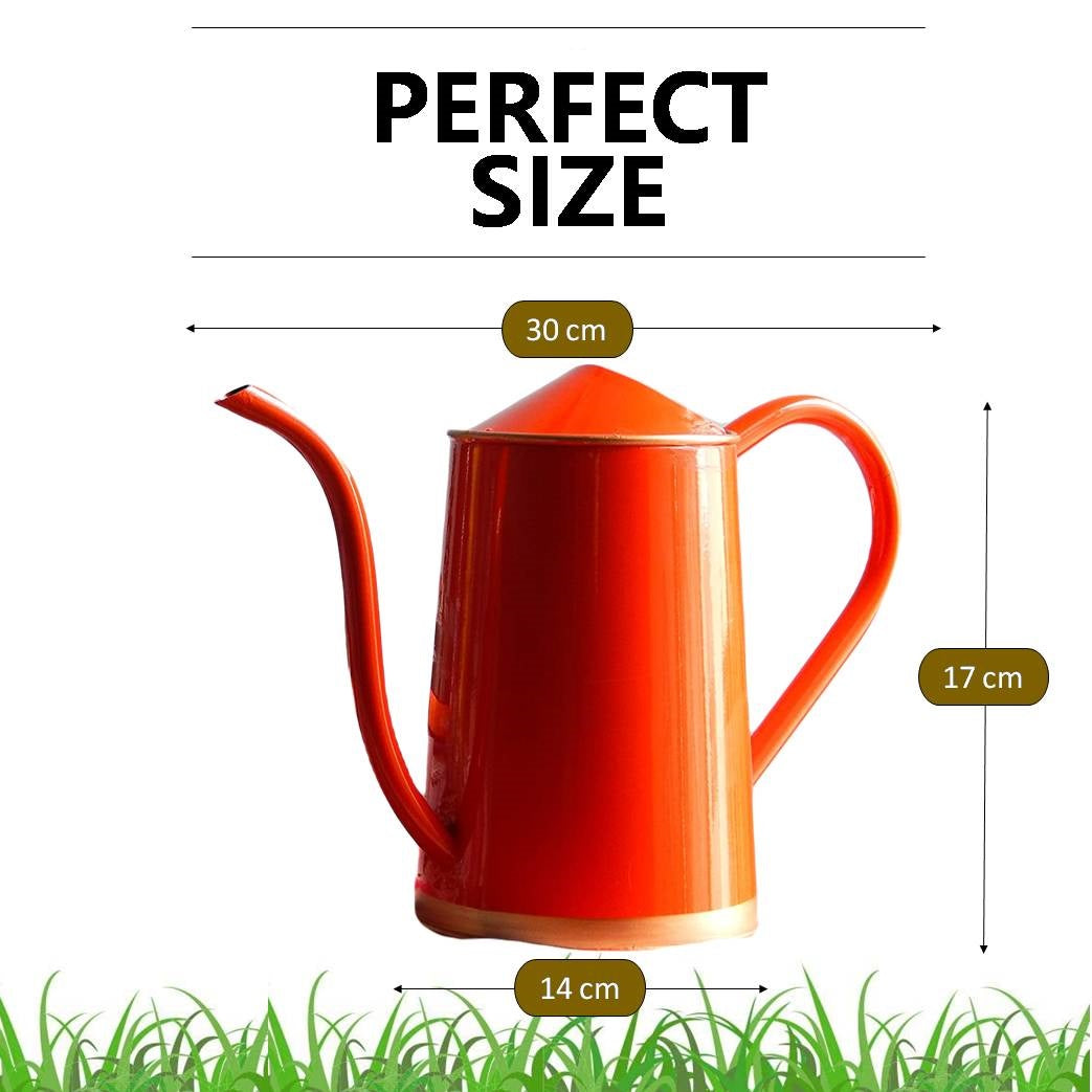 ecofynd Orange 1.5 Litre Metal Watering Can