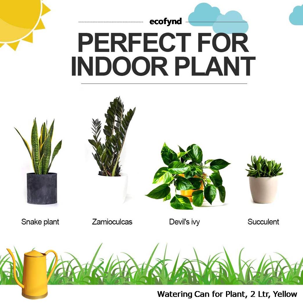 ecofynd Yellow 1.5 Litre Metal Watering Can