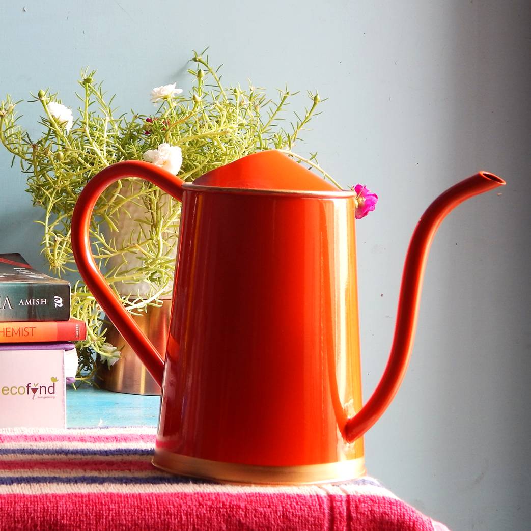 ecofynd Orange 1.5 Litre Metal Watering Can