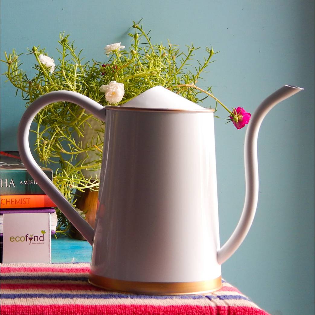ecofynd Pearl White 1.5 Litre Metal Watering Can