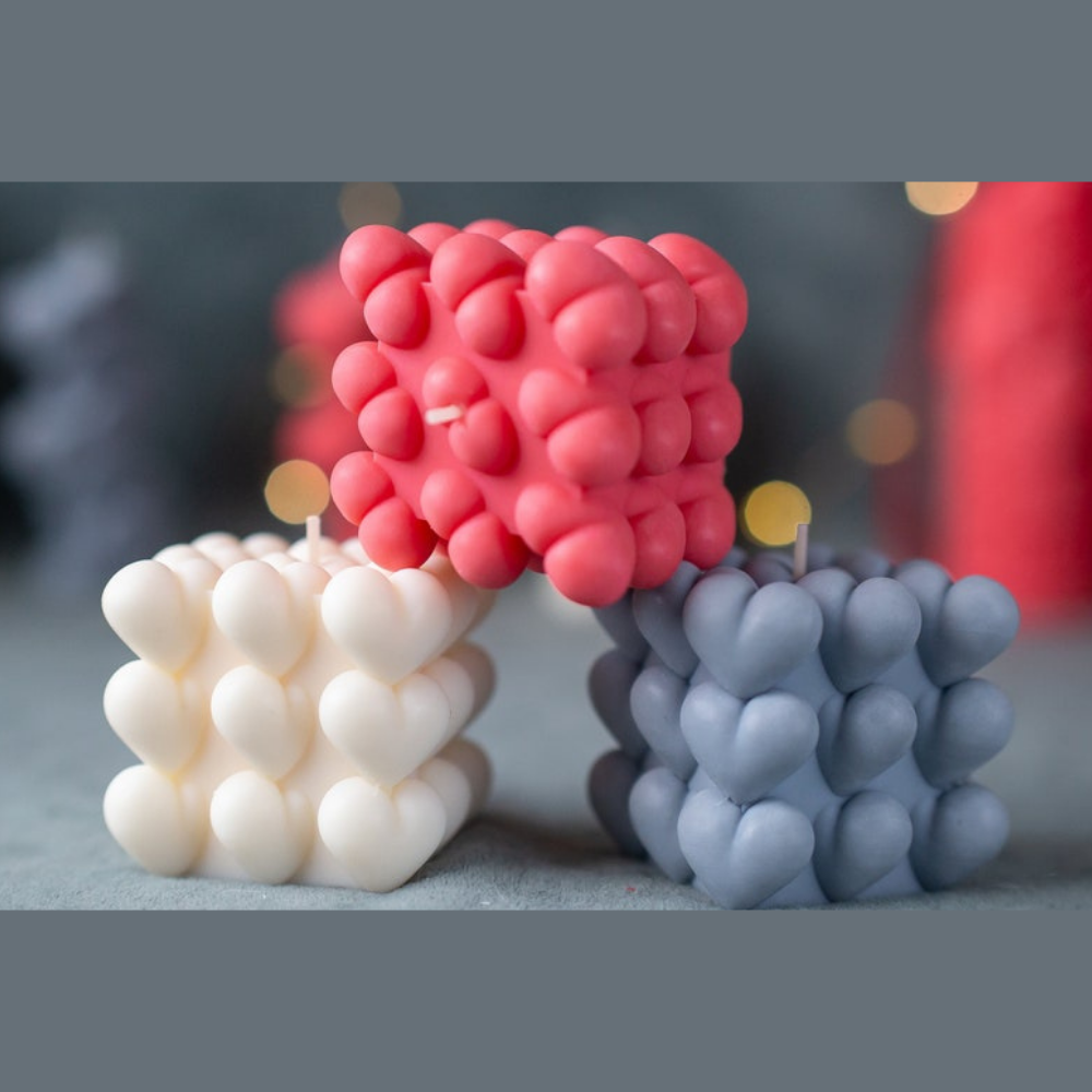 Neo-Hearts Cube Sculpted Aroma Candle (Set of 3)