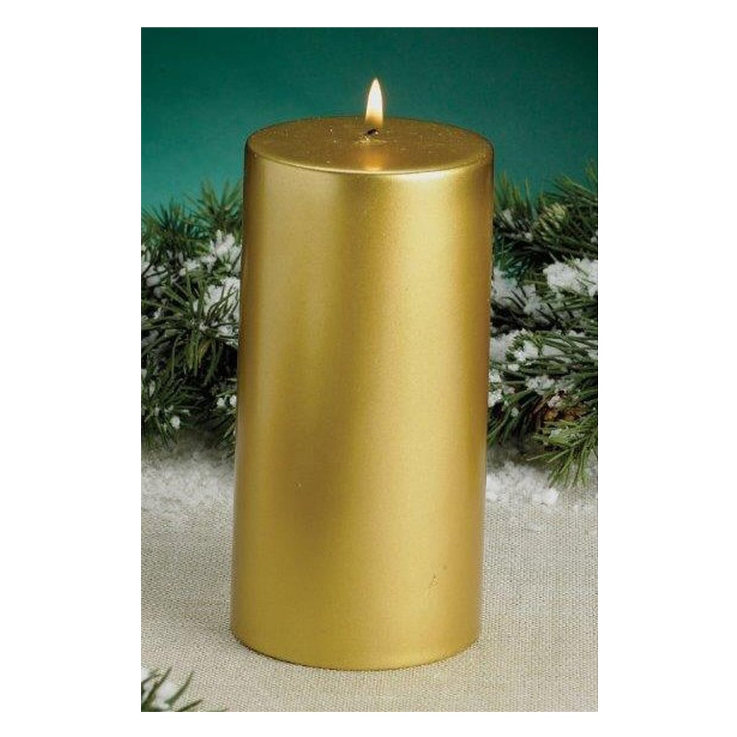 Golden Round Pillar Candle - Large