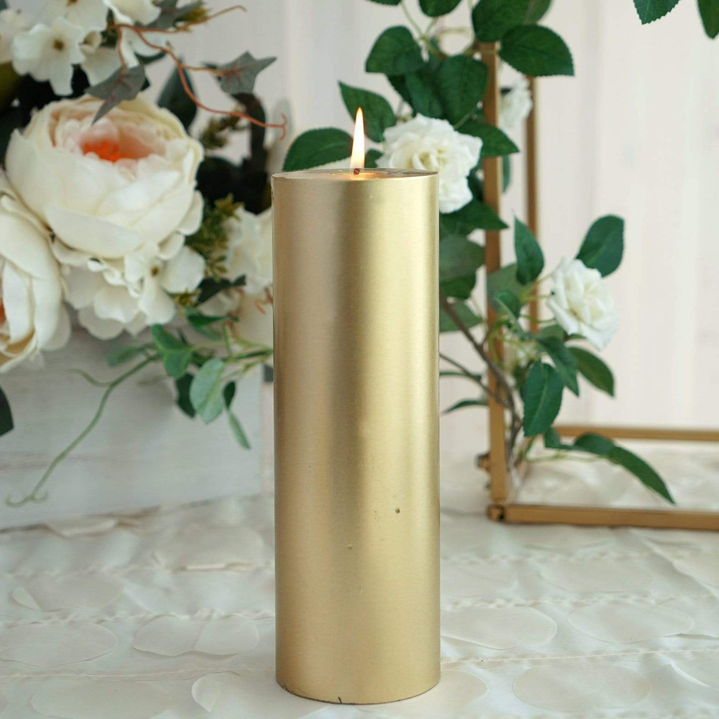 Golden Round Pillar Candle - Large