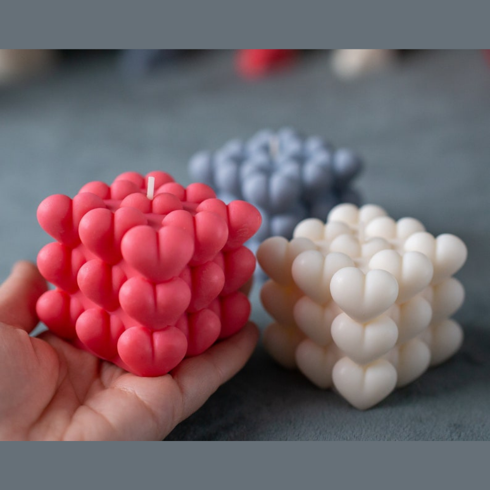Neo-Hearts Cube Sculpted Aroma Candle (Set of 3)