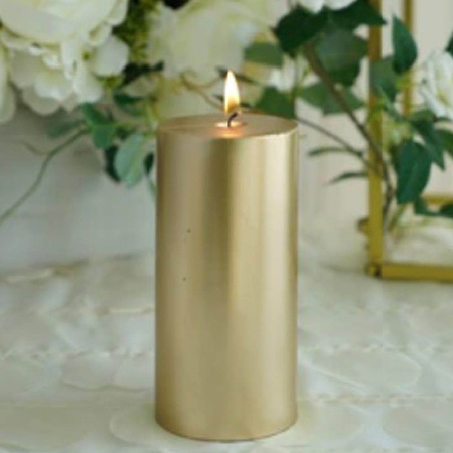 Golden Round Pillar Candle - Large