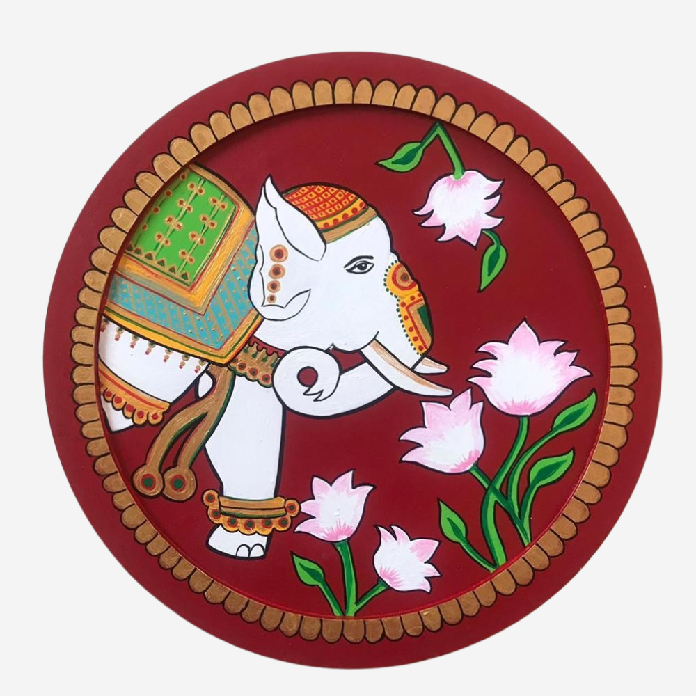 Pichwai Elephant Wall Plate
