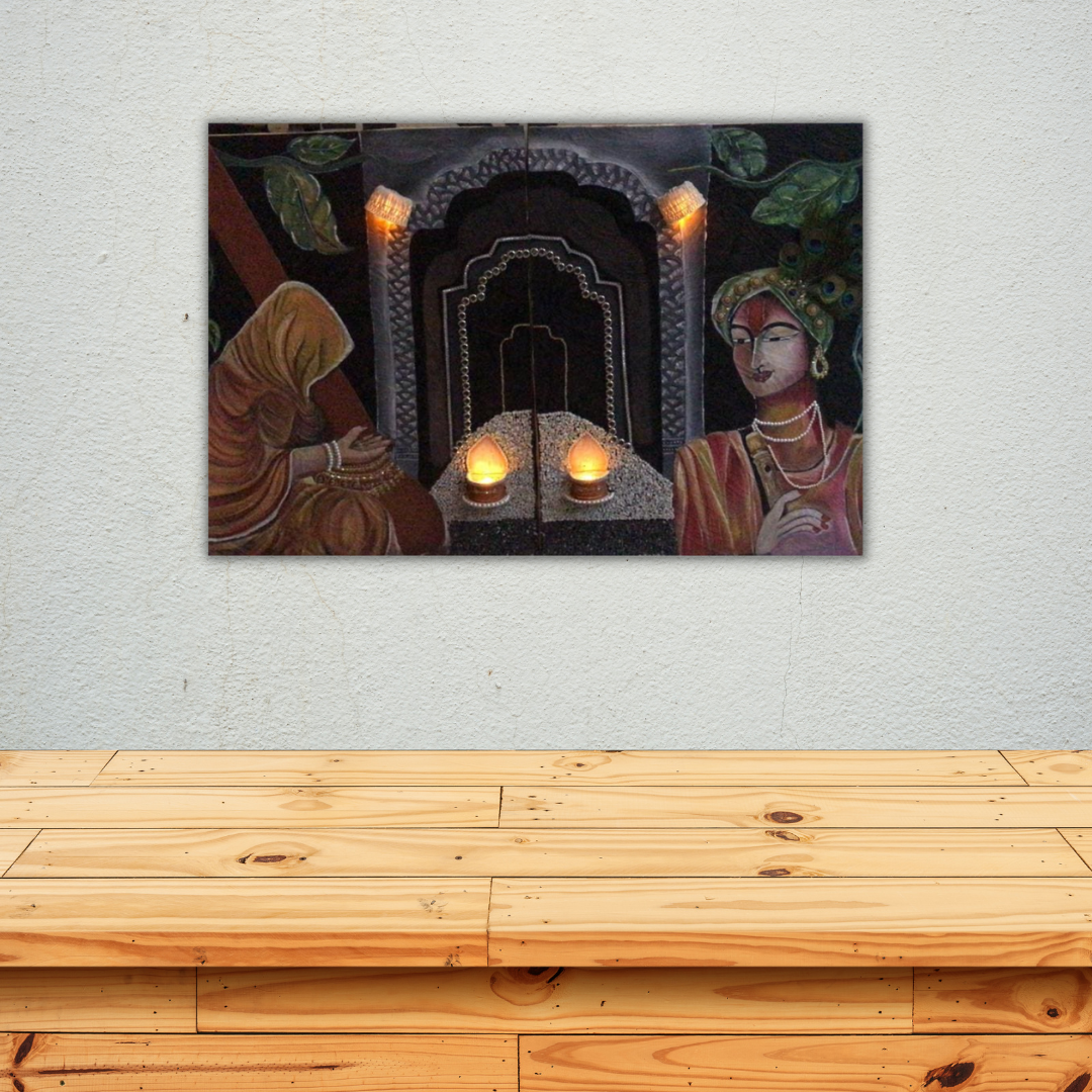 Krishna and Meera Bai - Oil Painting