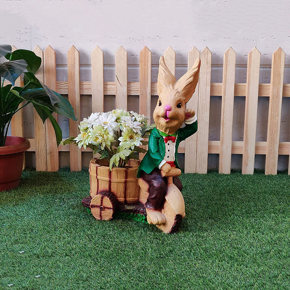 Rabbit Riding Bike Planter