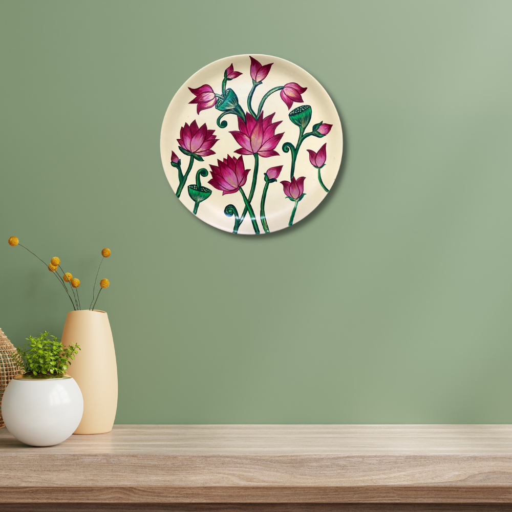 Pichwai Lotus Hand-painted Wall Plate