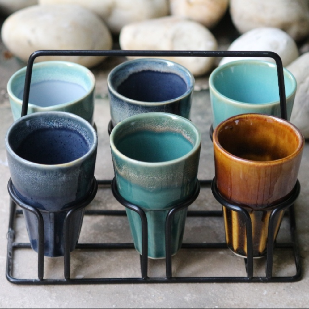 Ceramic Tea Glasses with Stand