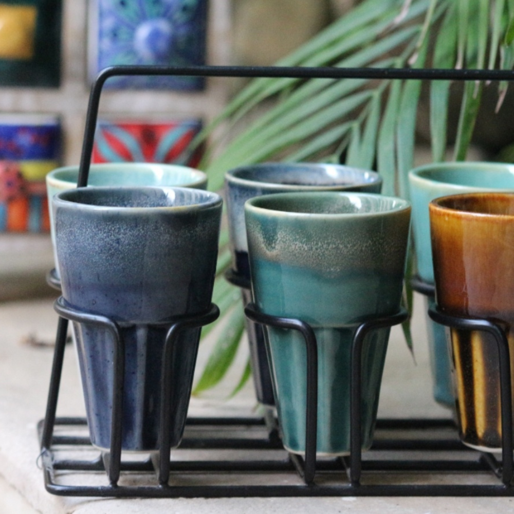 Ceramic Tea Glasses with Stand