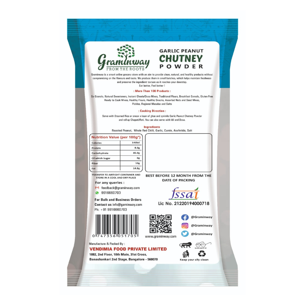 Graminway Garlic Peanut Chutney Powder (200g)