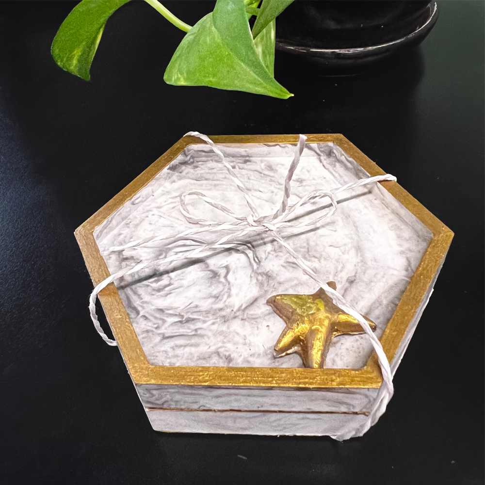 Eco-Resin Marble Coaster (Set of 2) - Hexagon