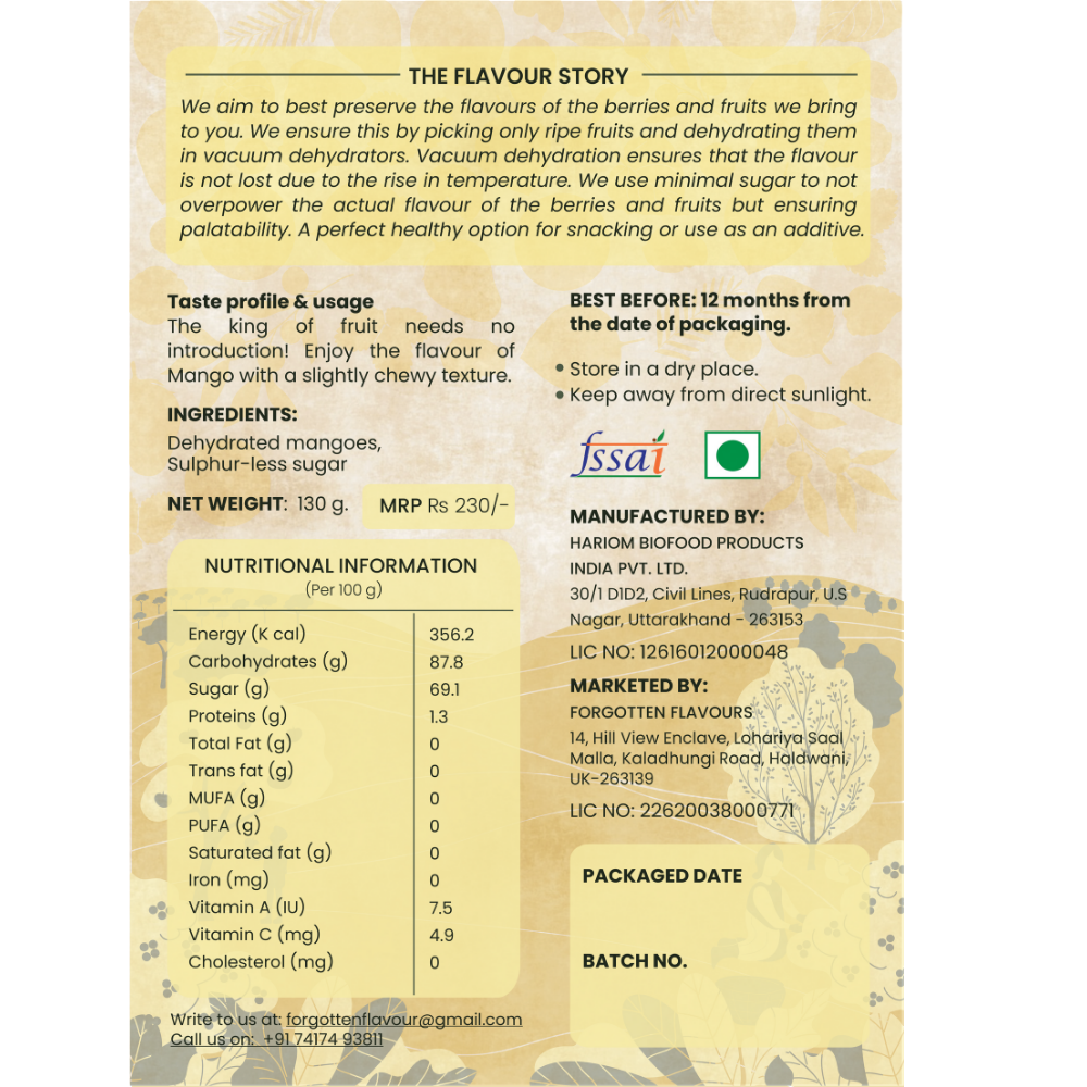 Forgotten Flavours Dehydrated Mango (130g)