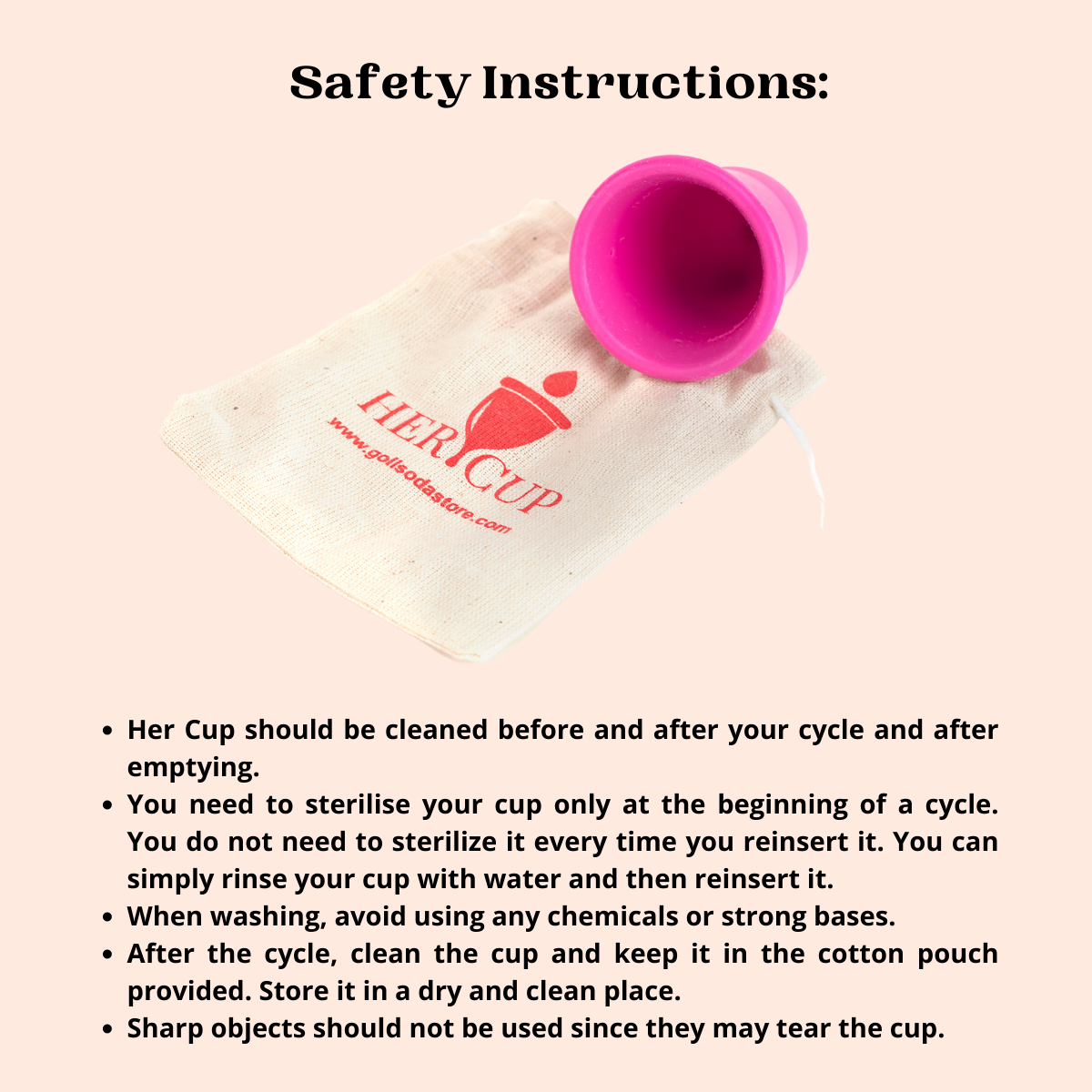 Goli Soda Her Cup Reusable Menstrual Cup for Women - Fushia
