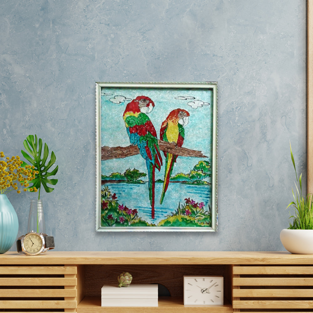 Macaw Bird - Glass Painting