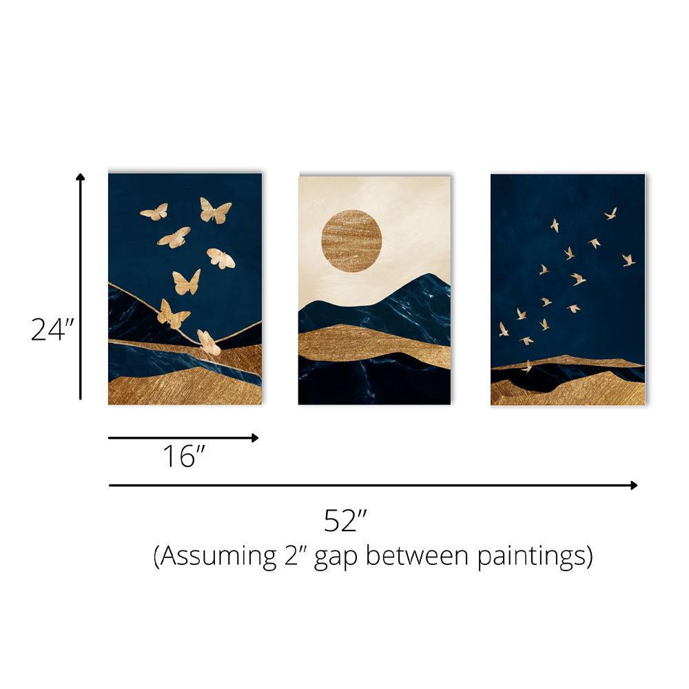 Large Size Abstract Canvas Painting (Set of 3)