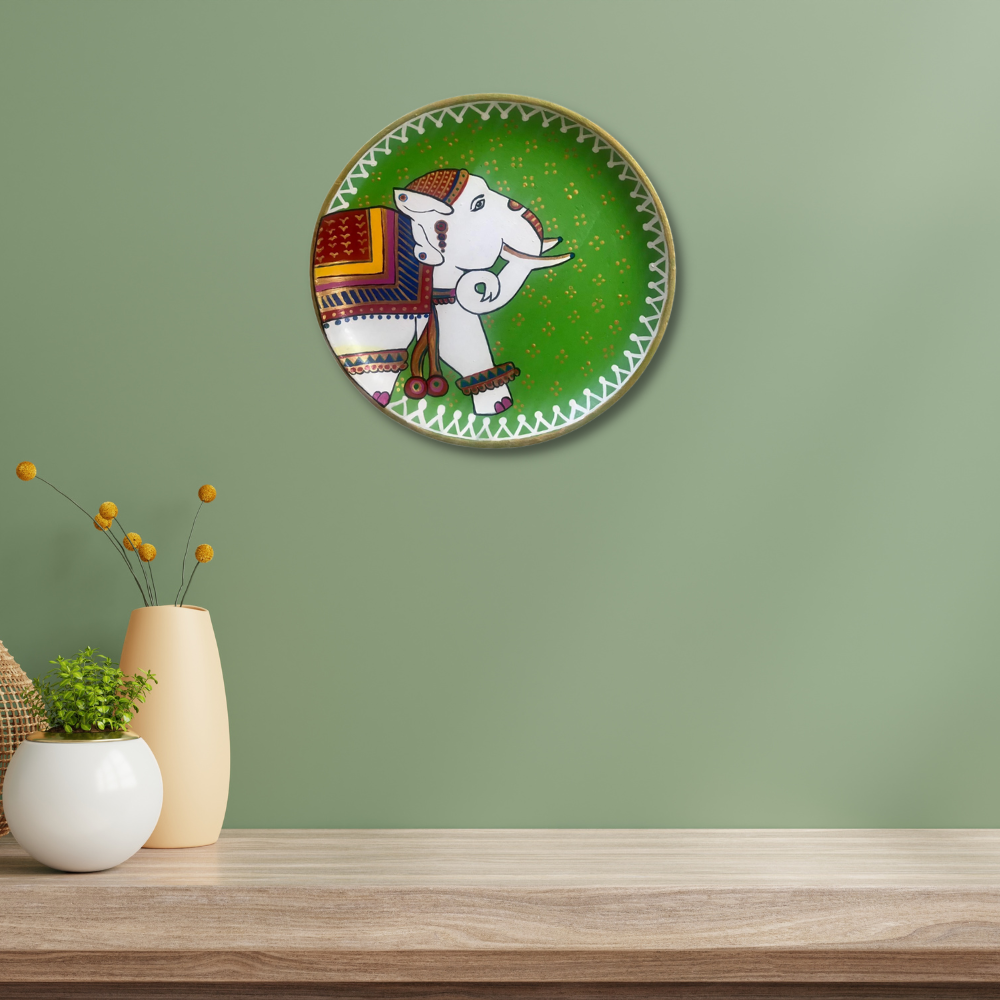 Pichwai Elephant Hand-painted Wall Plate