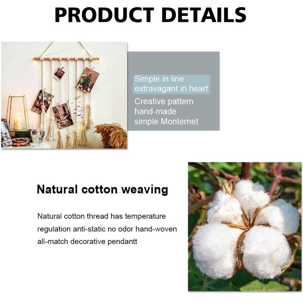 ecofynd Macrame Photo Display Wall Hanging