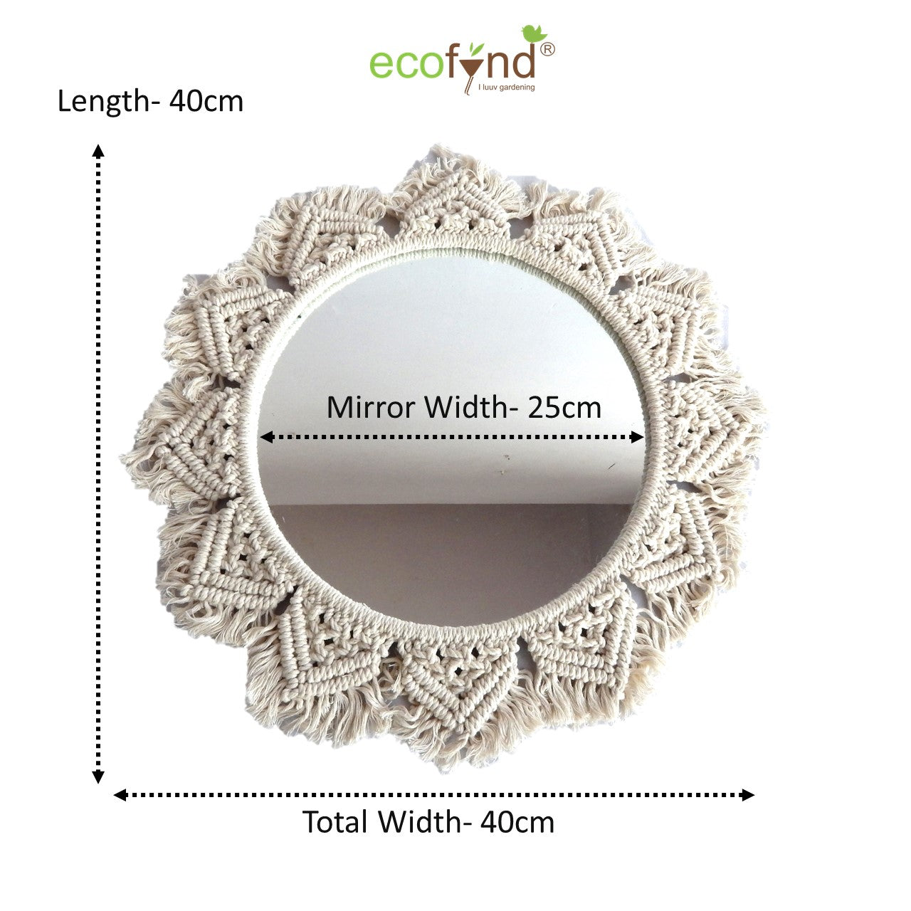 ecofynd Macrame Wall Mirror with Boho Fringes