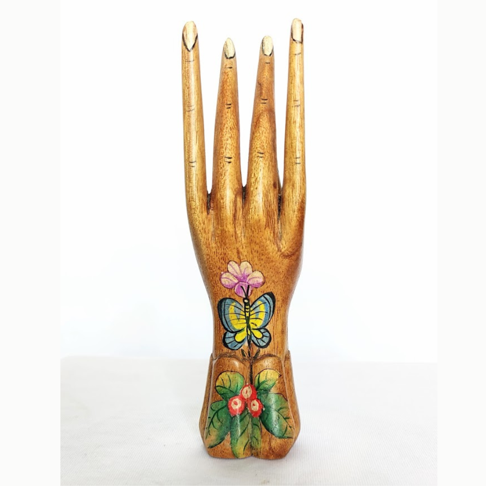 Handcrafted Wooden Sculpture with Butterfly