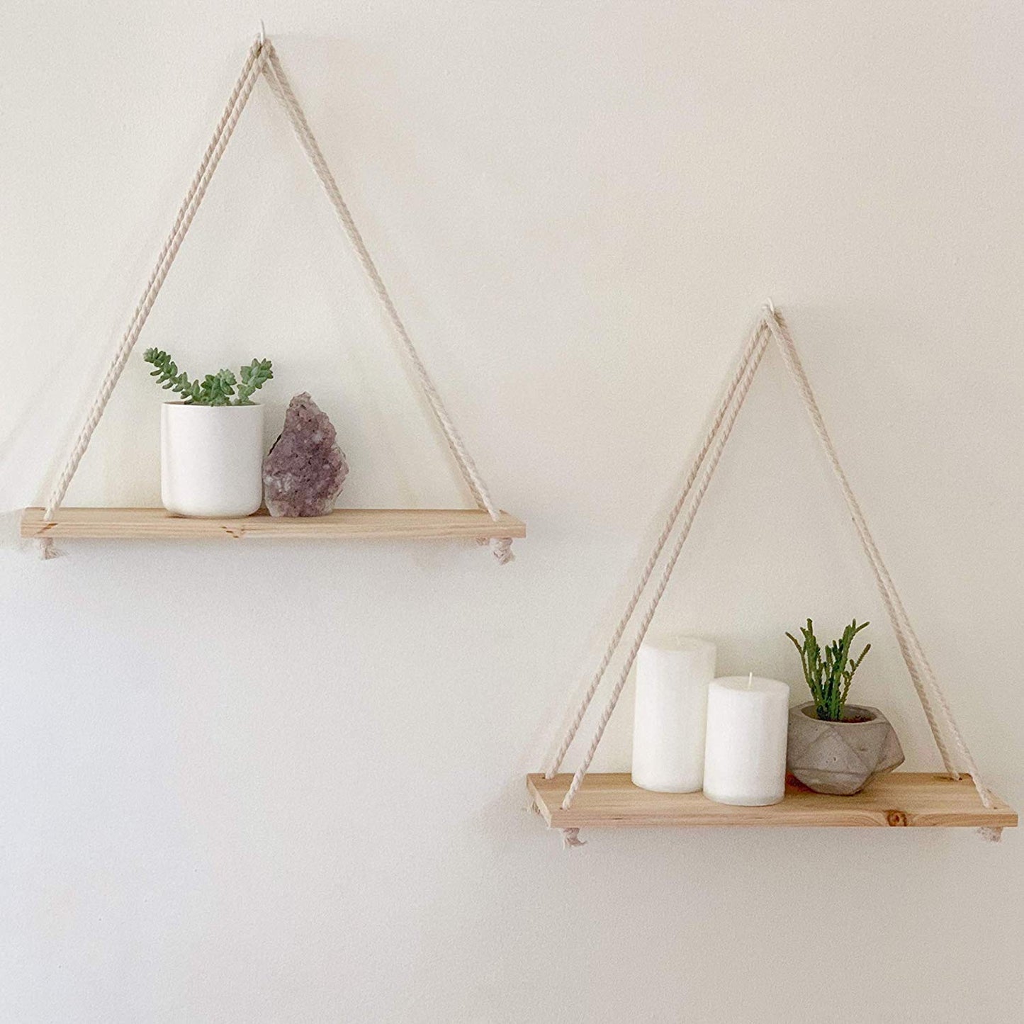 ecofynd Macrame Nordic Style Wall Hanging Wooden Shelf
