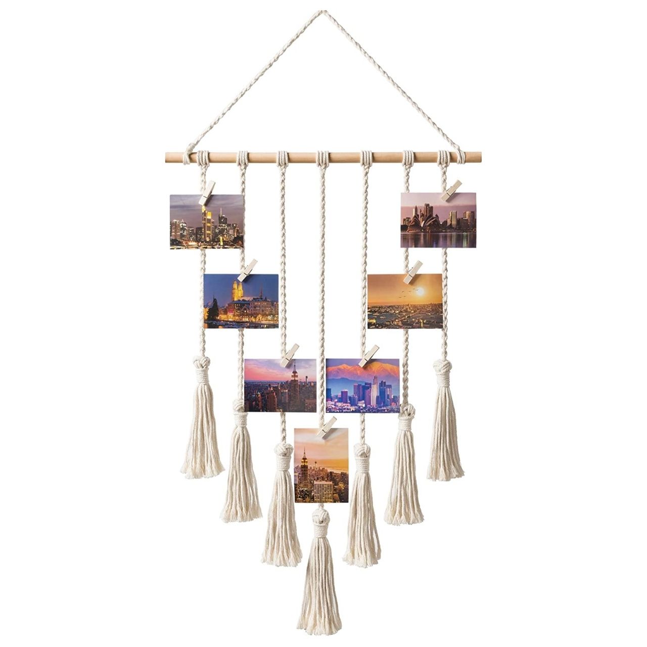 ecofynd Macrame Picture Organizer with Wooden Clips