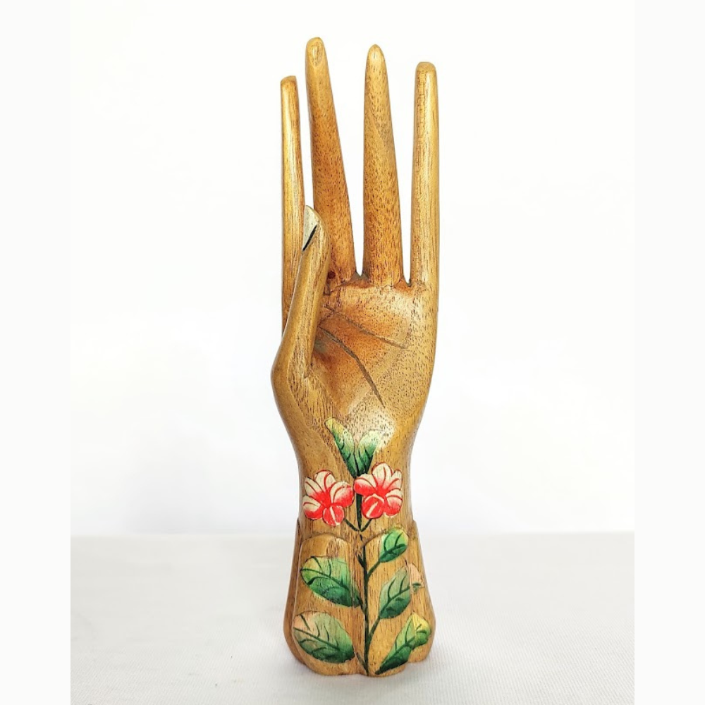 Handcrafted Wooden Sculpture with Butterfly