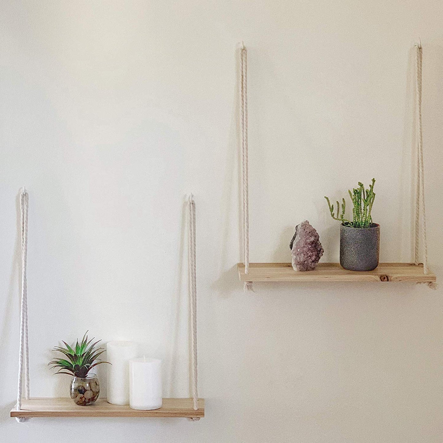 ecofynd Macrame Nordic Style Wall Hanging Wooden Shelf