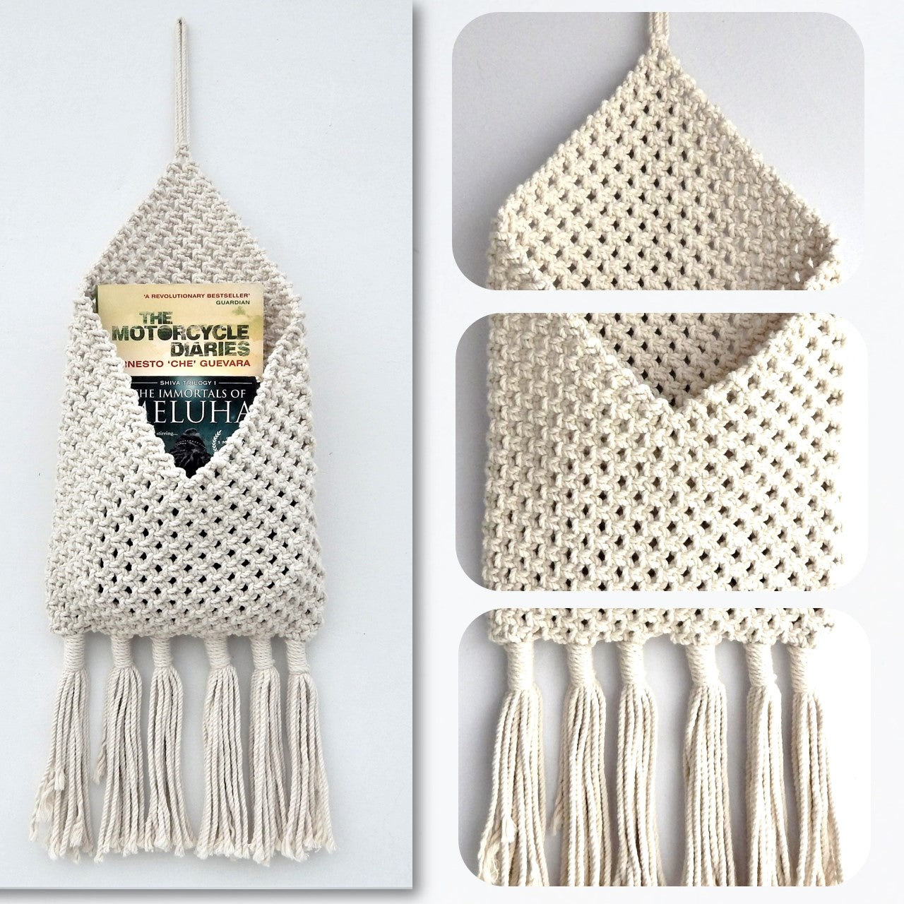 ecofynd White Macrame Pocket Wall Holder