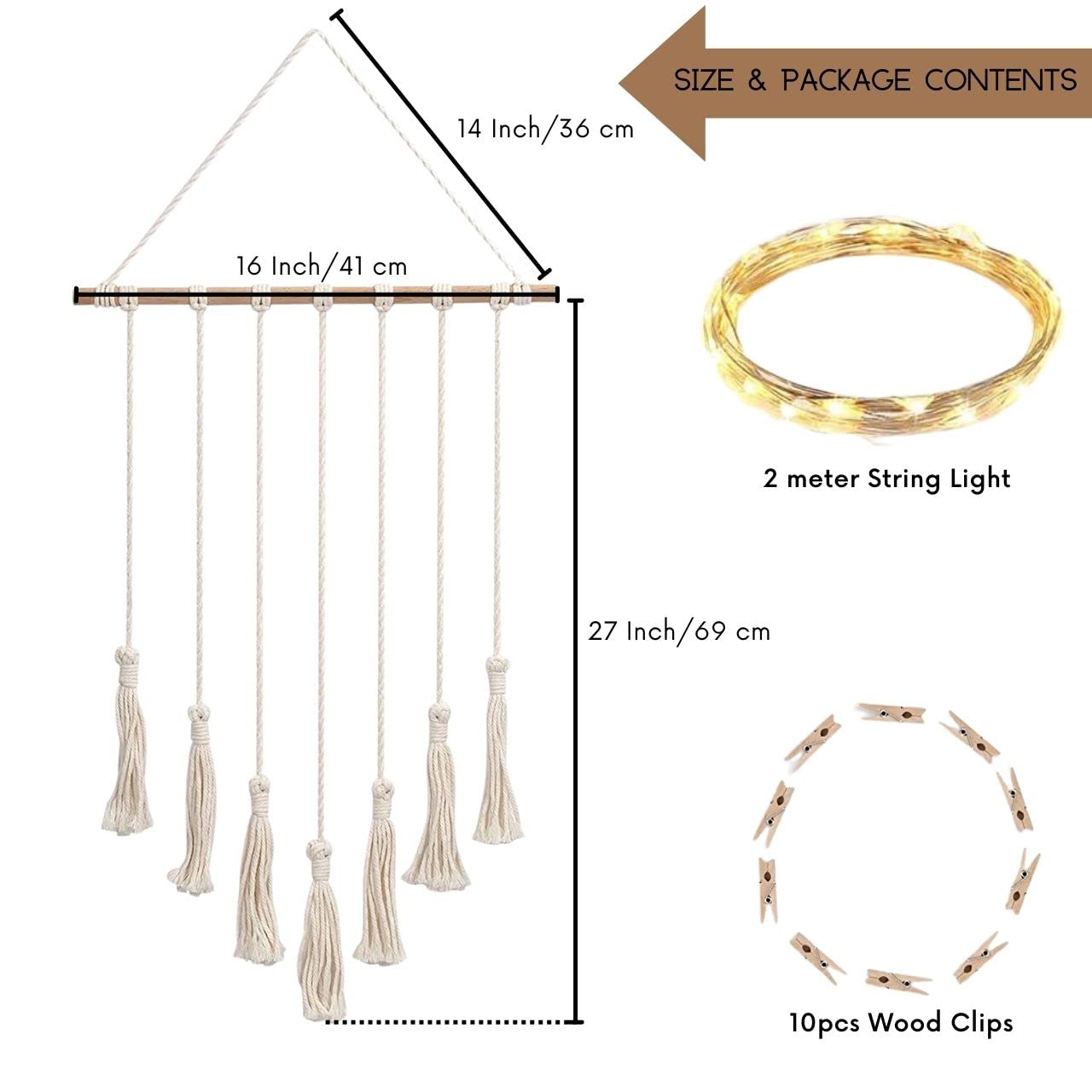 ecofynd Macrame Photo Display Wall Hanging
