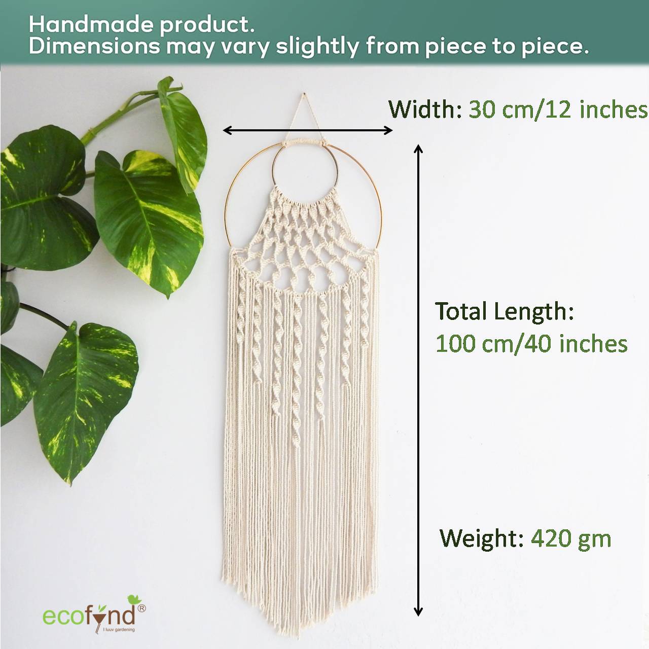 ecofynd White Macrame Dream Catcher with Golden Ring