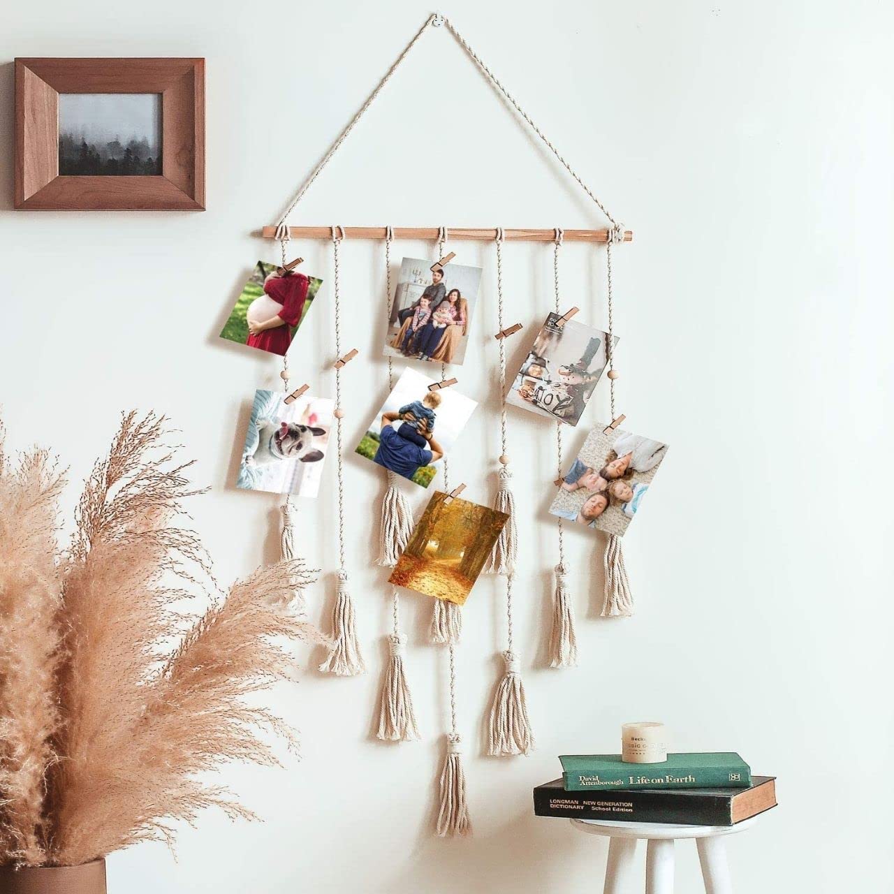 ecofynd Macrame Picture Organizer with 20 Wooden Clips