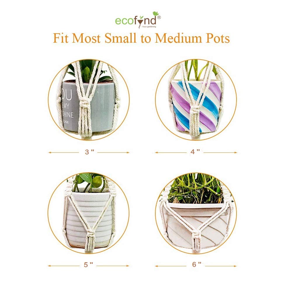 ecofynd Pearl White Macrame Cotton Plant Hanger (Pack of 2)