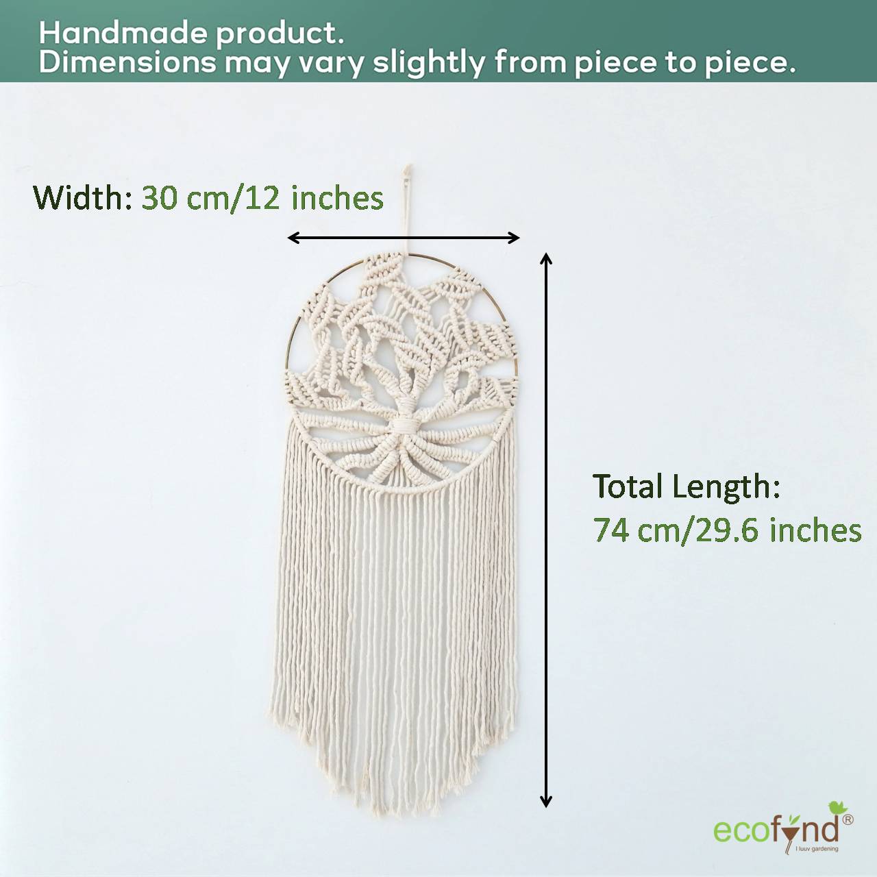 ecofynd Macrame Dream Catcher Tree of Life with Golden Ring