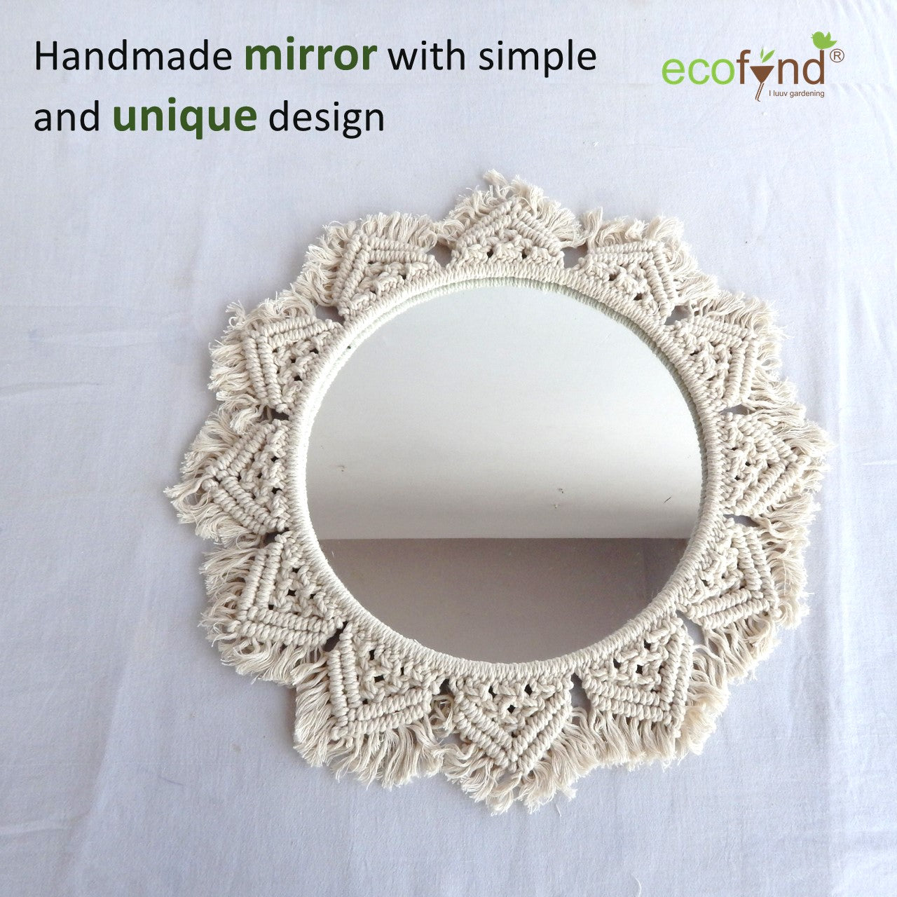 ecofynd Macrame Wall Mirror with Boho Fringes