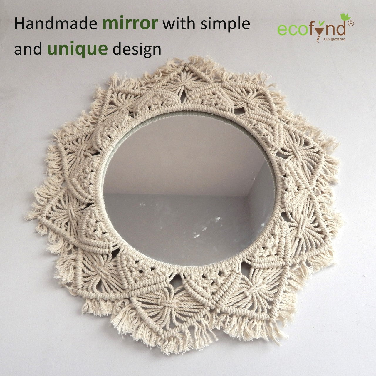 ecofynd Macrame Wall Mirror with Boho Fringes