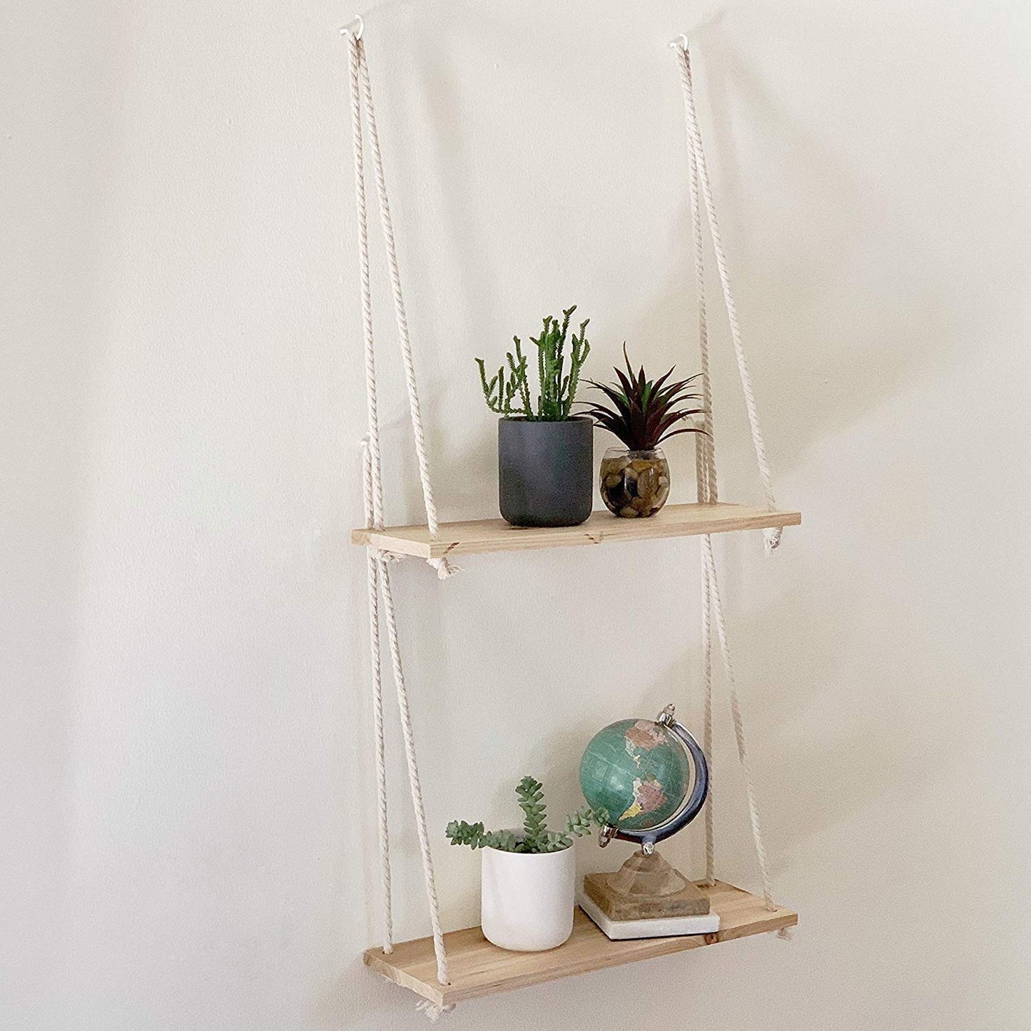 ecofynd Macrame Nordic Style Wall Hanging Wooden Shelf