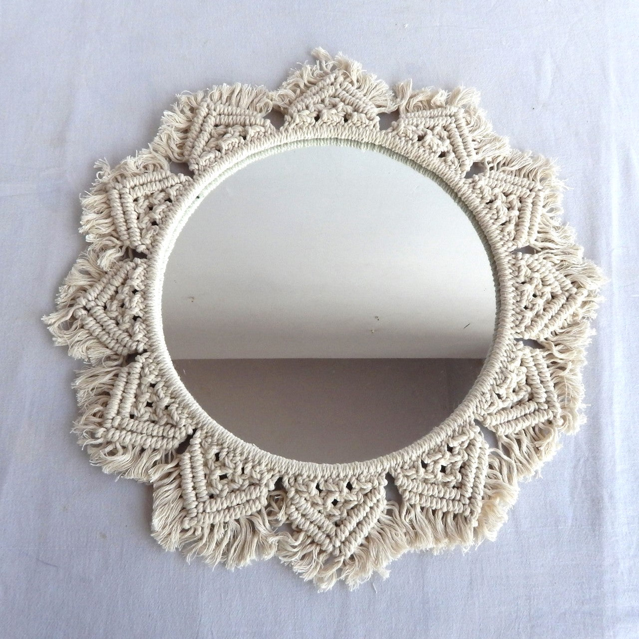 ecofynd Macrame Wall Mirror with Boho Fringes