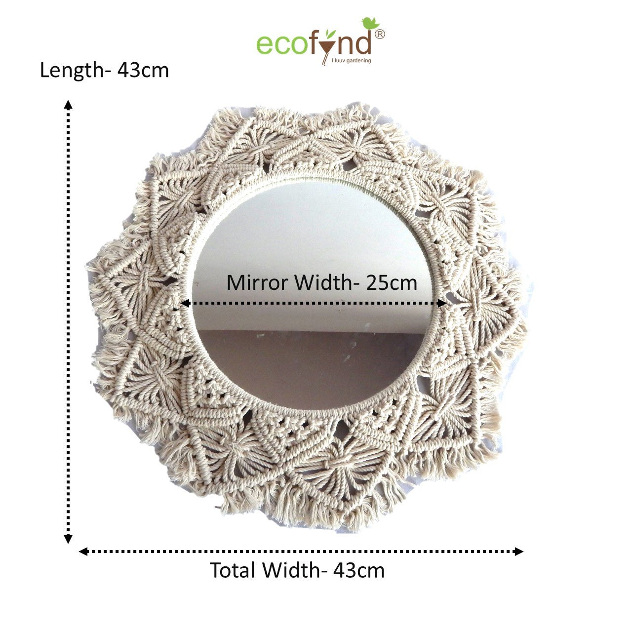 ecofynd Macrame Wall Mirror with Boho Fringes