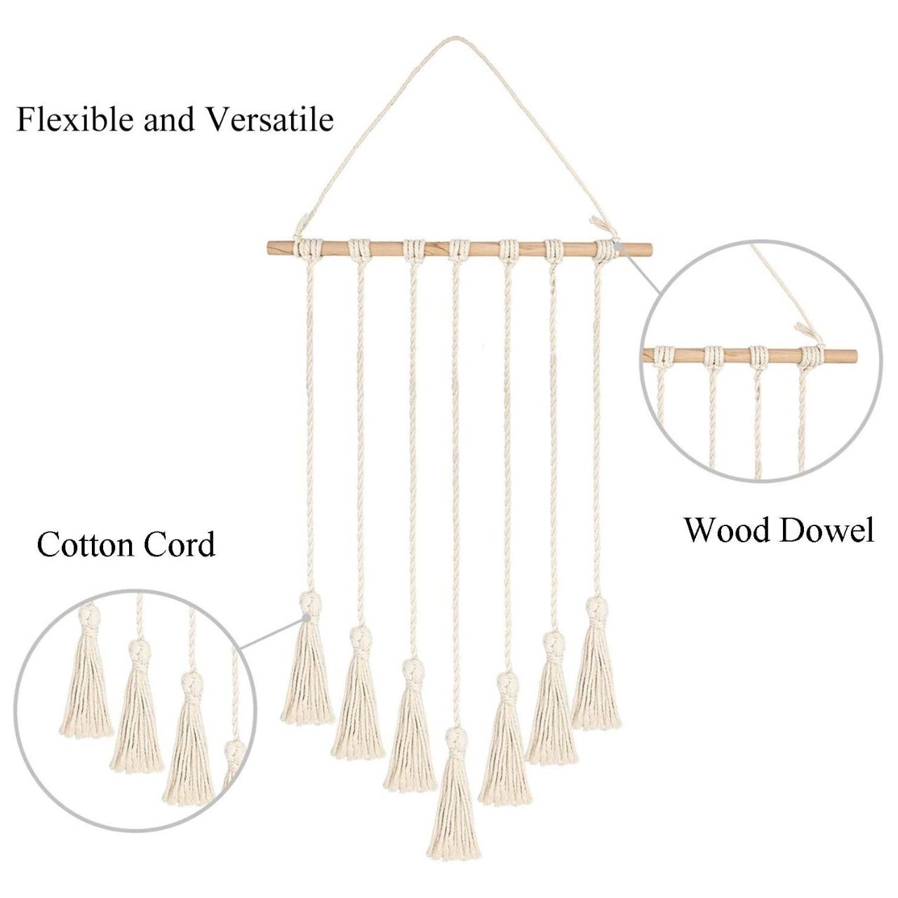 ecofynd Macrame Picture Organizer with Wooden Clips